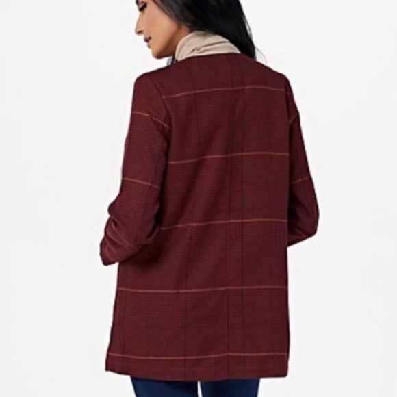 Zara Red Blazer Wrap-Front Wool-Blend - Picture 2 of 16